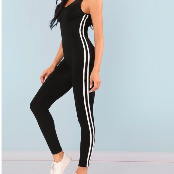 striped bodycon jumpsuit